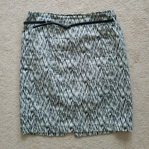 DKNY black and white belted pencil skirt